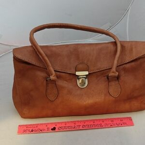 cute And Classic Tan Leather Top-Handle Satchel/Purse Made In Italy
